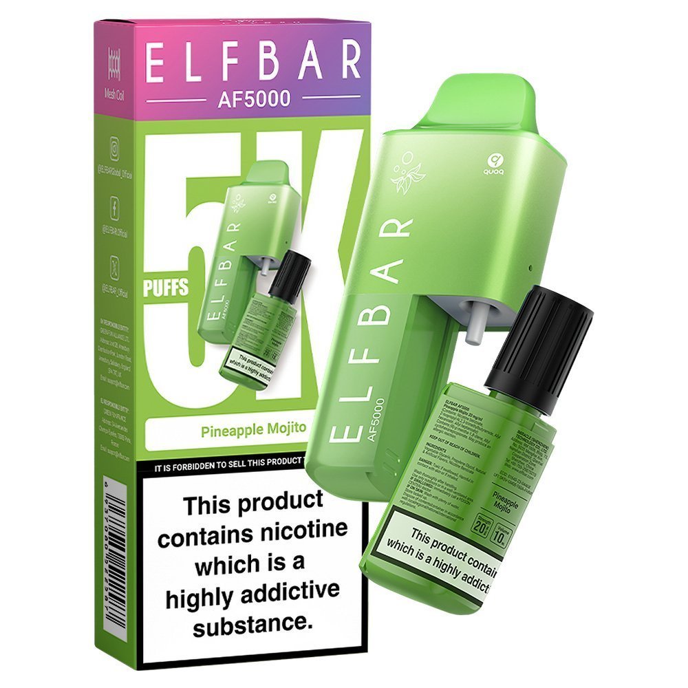 Elfbar AF5000 Puffs Disposable Vape Device - Box of 5 - Vaperdeals