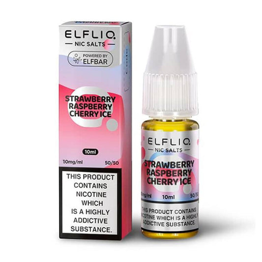 ELF BAR - ELFLIQ - STRAWBERRY RASPBERRY CHERRY ICE - 10ML NIC SALT ( Box of 10 )