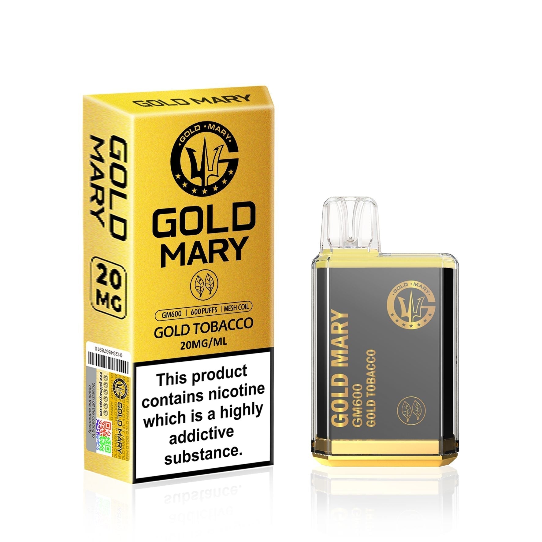 Gold Mary GM600 Disposable Vape Puff Bar Pod Box of 10 - Vaperdeals