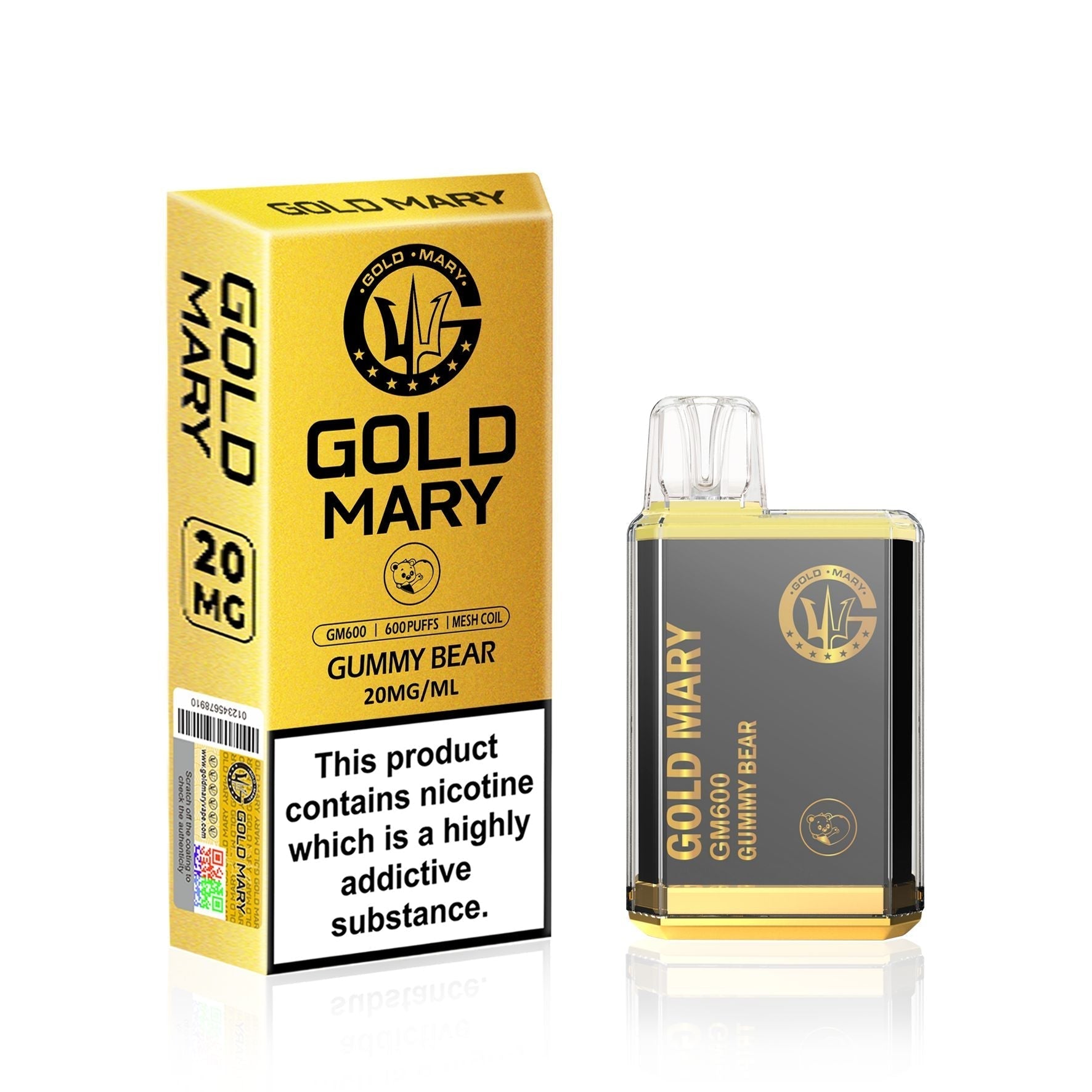 Gold Mary GM600 Disposable Vape Puff Bar Pod Box of 10 - Vaperdeals